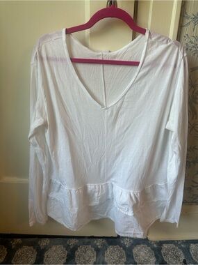 Abound V-neck long sleeve t shirt with ruffle cotton (top is different texture)